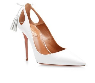 AQUAZZURA, Forever Marilyn White Leather Pumps with Cut-Out, $750
